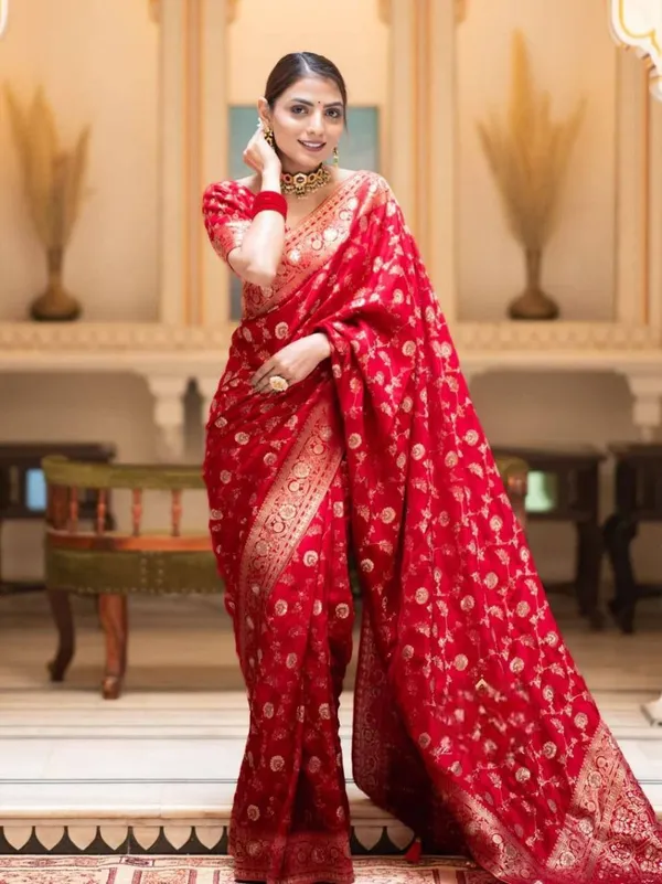 Marziyaa_Printed_Banarasi_Jacquard_Saree_(Red)
