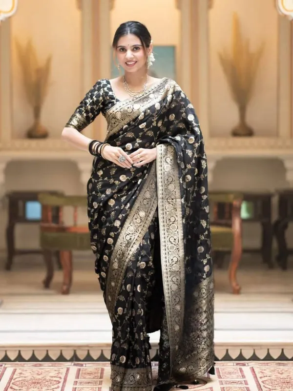 Marziyaa_Printed_Banarasi_Jacquard_Saree_(Black)