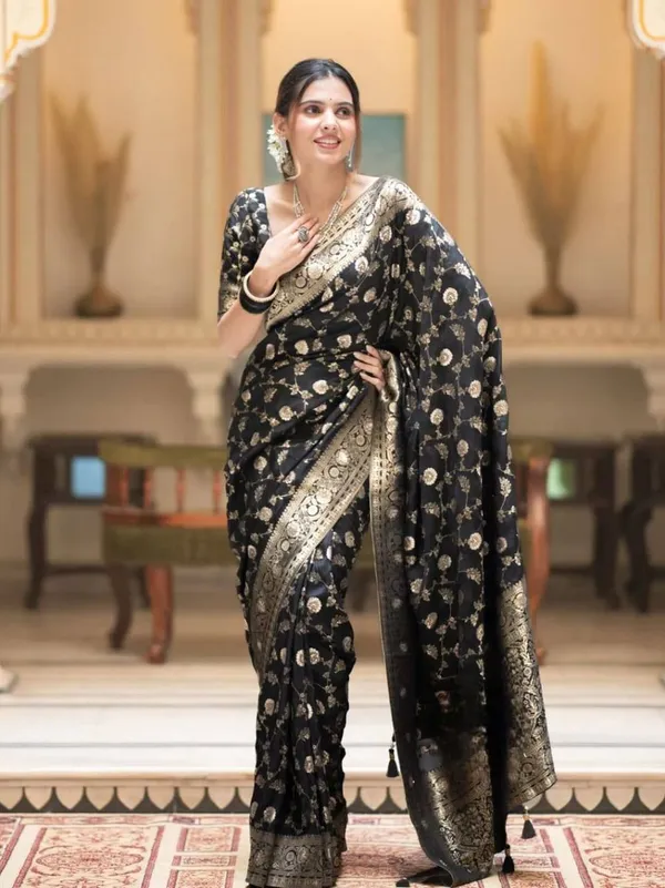 Marziyaa_Printed_Banarasi_Jacquard_Saree_(Black)