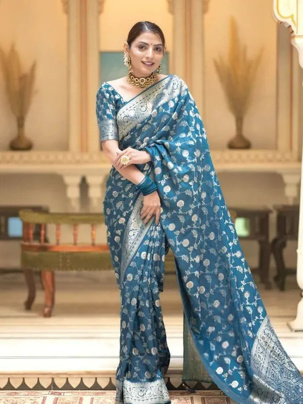 Marziyaa_Printed_Banarasi_Jacquard_Saree_(Light_Blue)