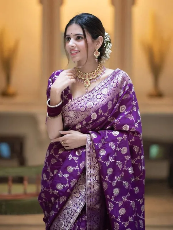 Marziyaa_Printed_Banarasi_Jacquard_Saree_(Purple)