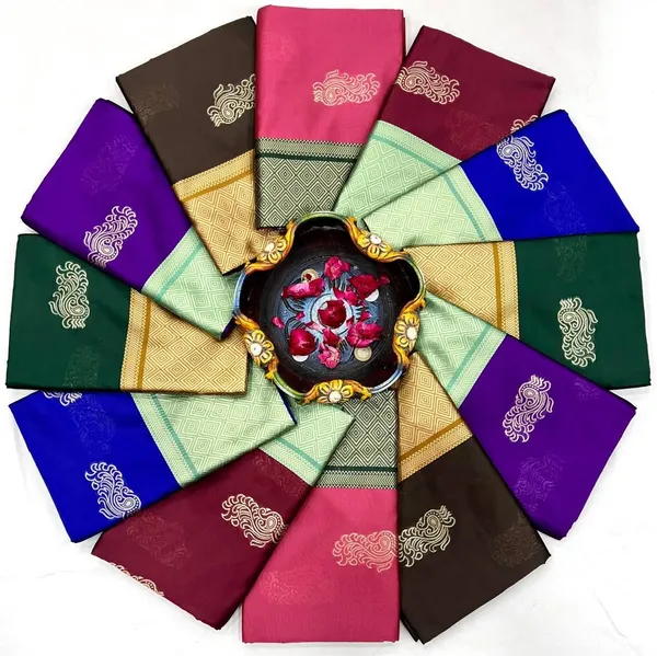 Marziyaa_Floral_Print_Banarasi_Jacquard_Saree_(Brown_Orange)