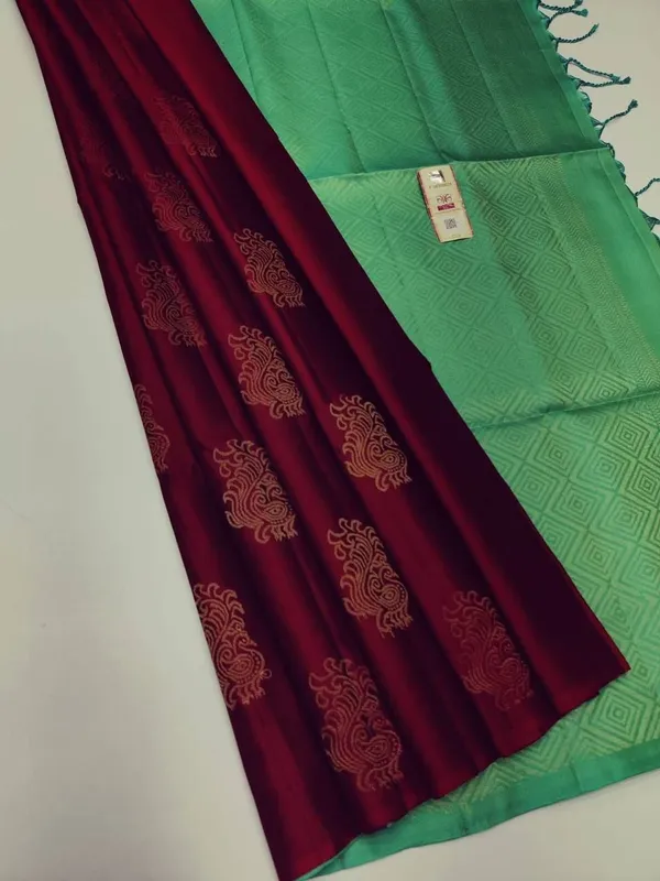 Marziyaa_Floral_Print_Banarasi_Jacquard_Saree_(Maroon)