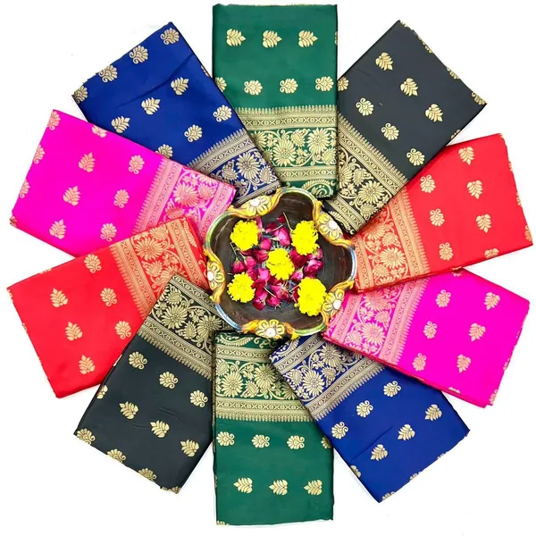 Marziyaa_Polka_Print_Self_Design_Banarasi_Brocade_Saree_(Dark_Green)