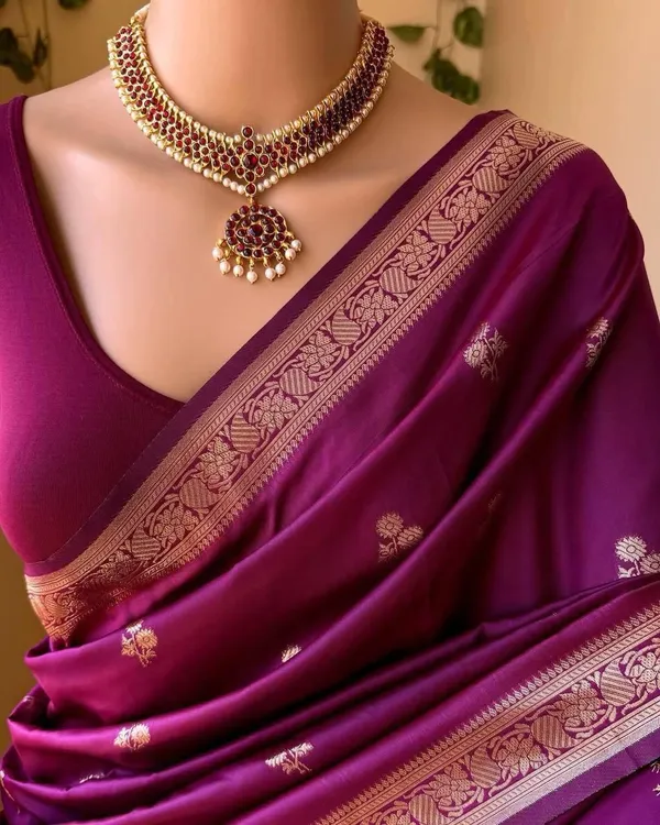 Marziyaa_Floral_Print_Woven_Self_Design_Banarasi_Jacquard_Saree_(Purple)