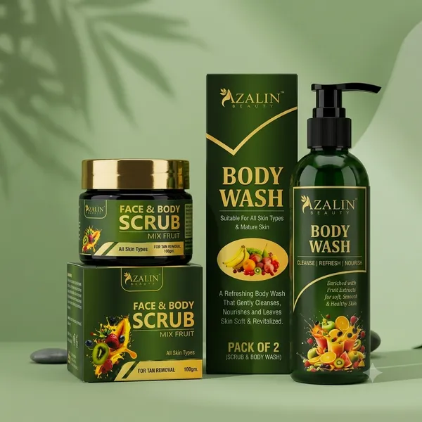 Azalin_Fruit_Extract_Aloe_Vera_Vitamin_E_Body_Wash_200_Ml_&_Azalin_Walnut_&_Fruit_Extract_Vitamin_E_Face_Scrub_100_Gm_-_Pack_of_2