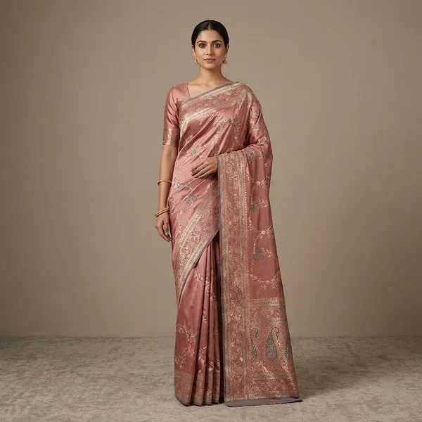 Rose_Gold_Banarasi_Satin_Embroidered_Ethnic_Saree_For_Women