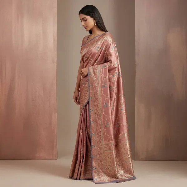 Rose_Gold_Banarasi_Satin_Embroidered_Ethnic_Saree_For_Women