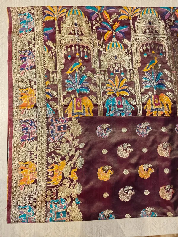 Brown_Banarasi_Satin_Embroidered_Festive_Saree_For_Women