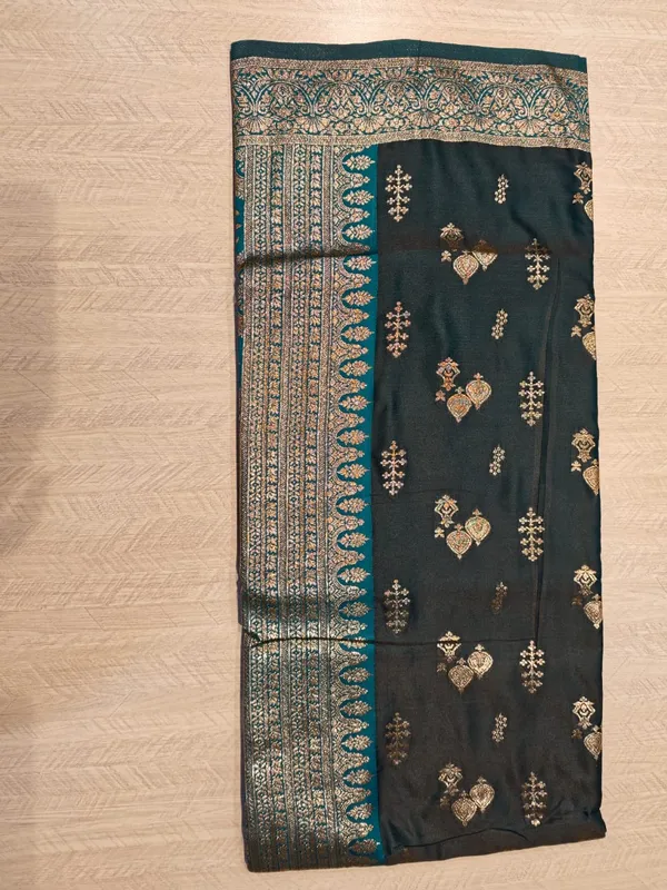 Teal_Green_Banarasi_Satin_Zari_Embroidered_Saree_For_Women