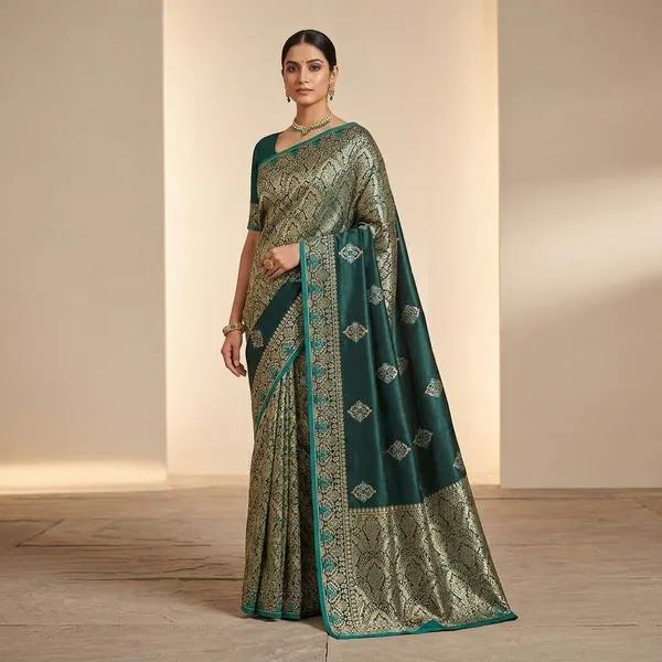 Green_Banarasi_Satin_Zari_Woven_Saree_For_Women