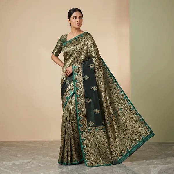 Green_Banarasi_Satin_Zari_Woven_Saree_For_Women