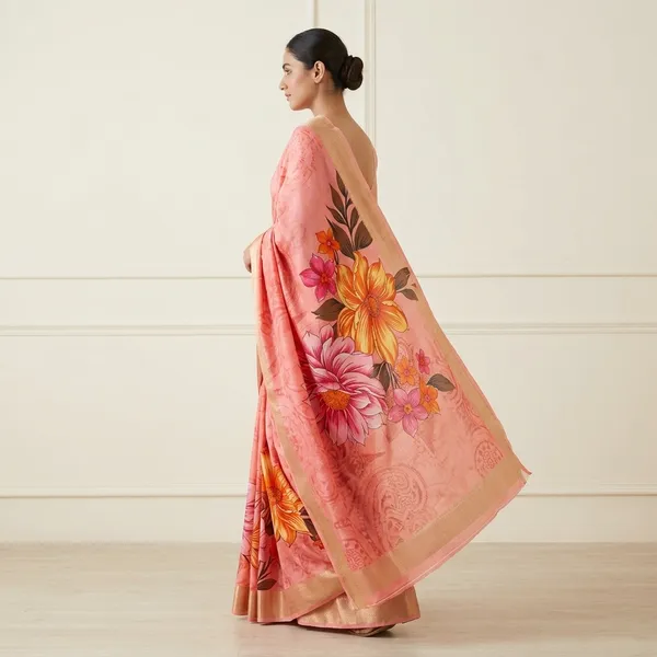 Peach_Kashmiri_Silk_Floral_Printed_Saree_For_Women