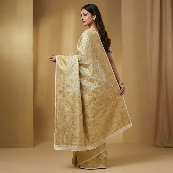 Golden_Beige_Silk_Blend_Ethnic_Zari_Work_Saree_For_Women