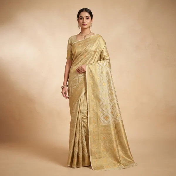 Golden_Beige_Silk_Blend_Ethnic_Zari_Work_Saree_For_Women