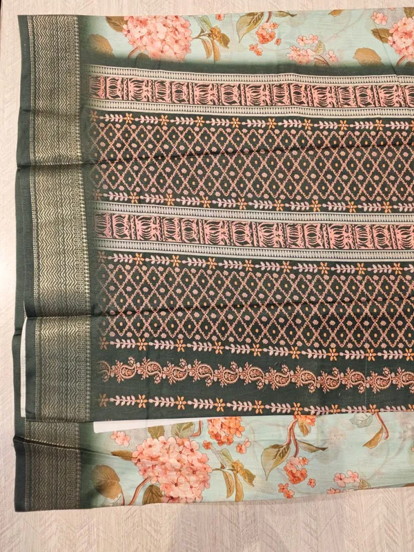 Mint_Green_Cotton_Floral_Print_Woven_Border_Saree_For_Women