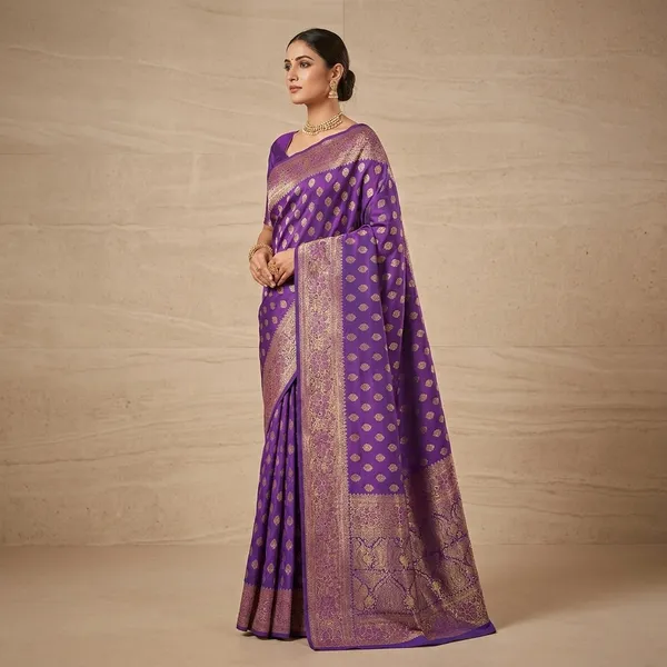 Purple_Banarasi_Satin_Gold_Zari_Woven_Saree_For_Women
