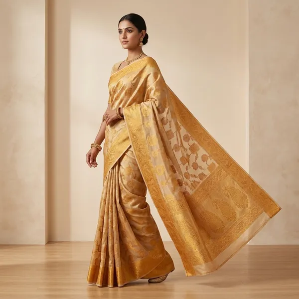 Golden_And_Beige_Chanderi_Silk_Jacquard_Traditional_Saree_For_Women