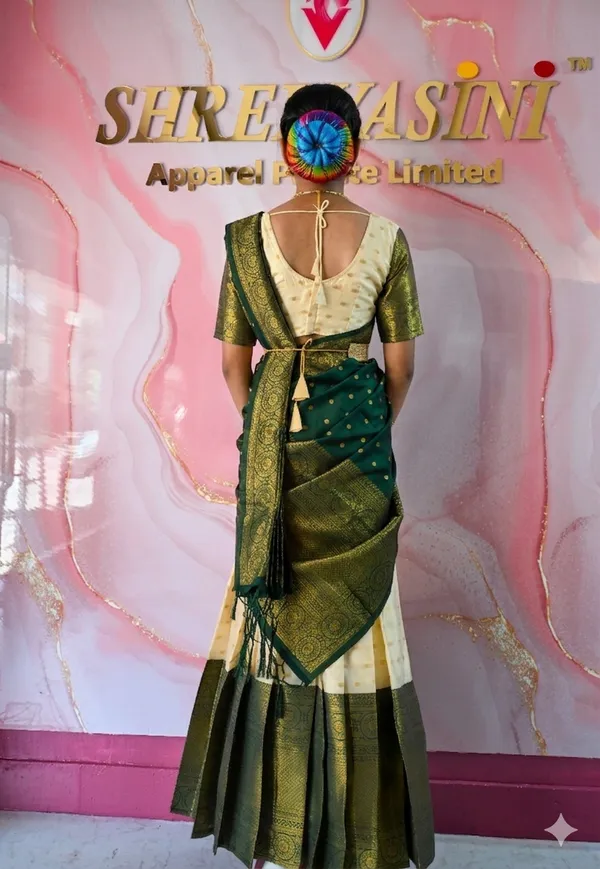 Green_Off_White_Lichi_Silk_Zari_Border_Lehenga_Choli_For_Girls