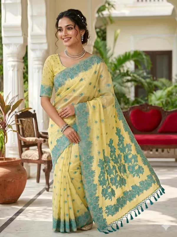 Beige_Cotton_Silk_Floral_Border_Saree_For_Women