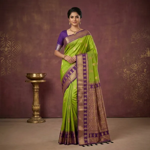 Purple_Yellow_Kanjivaram_Silk_Zari_Woven_Saree_For_Women