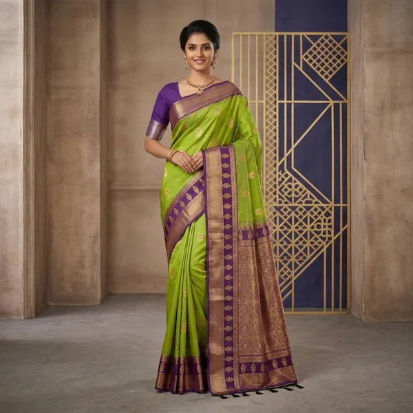 Purple_Yellow_Kanjivaram_Silk_Zari_Woven_Saree_For_Women