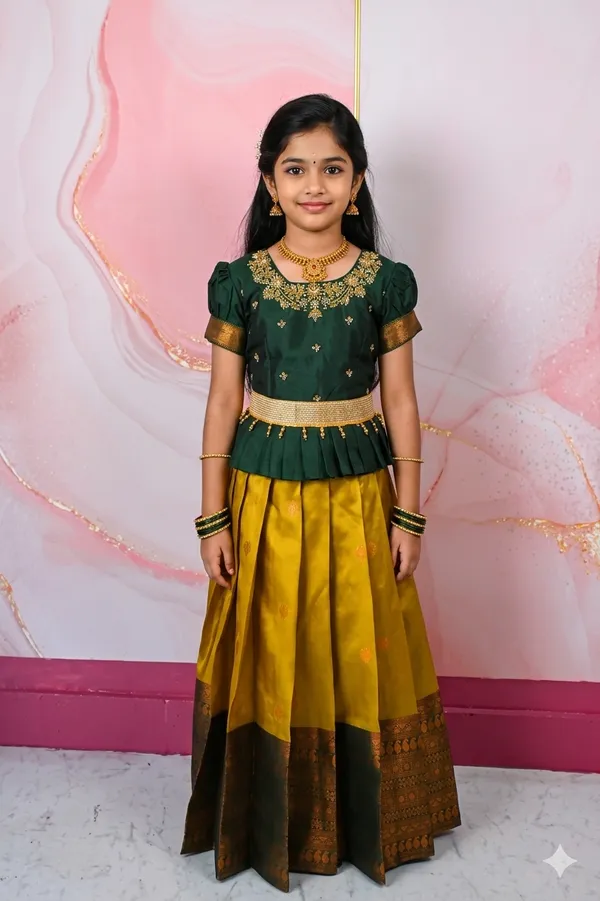 Yellow_Green_Lichi_Silk_Flared_Traditional_Lehenga_Choli_For_Girls