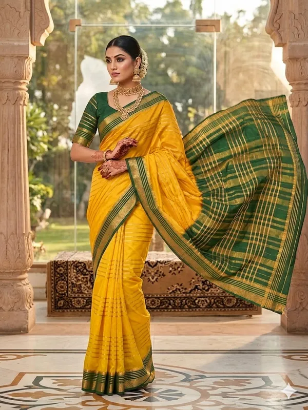 Yellow_Mysore_Crepe_Silk_Traditional_Saree_For_Women