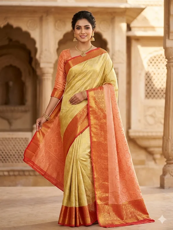 Gold_Maroon_Kanjivaram_Tissue_Silk_Zari_Woven_Saree_For_Women