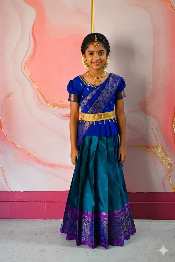 Blue_Lichi_Silk_Zari_Embroidered_Lehenga_Choli_For_Girls