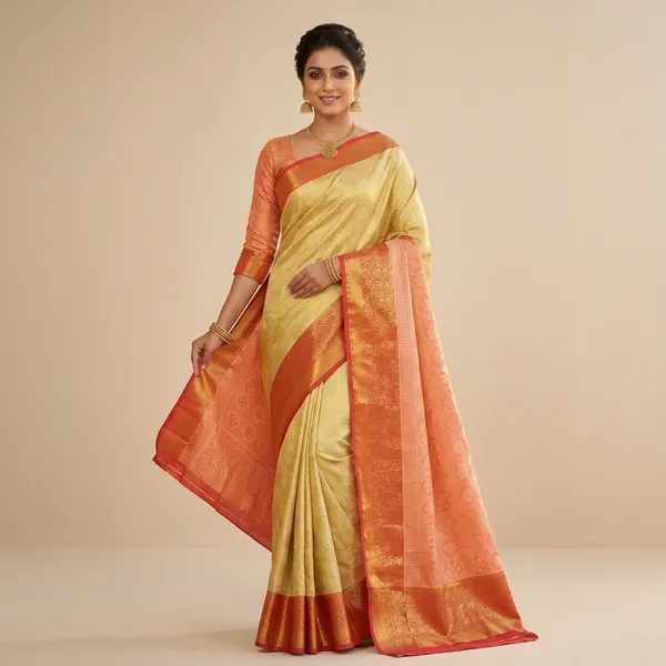 Gold_Maroon_Kanjivaram_Tissue_Silk_Zari_Woven_Saree_For_Women