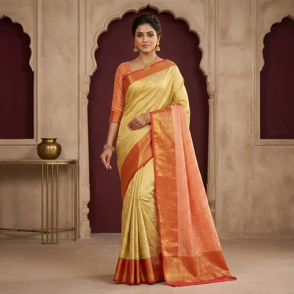 Gold_Maroon_Kanjivaram_Tissue_Silk_Zari_Woven_Saree_For_Women
