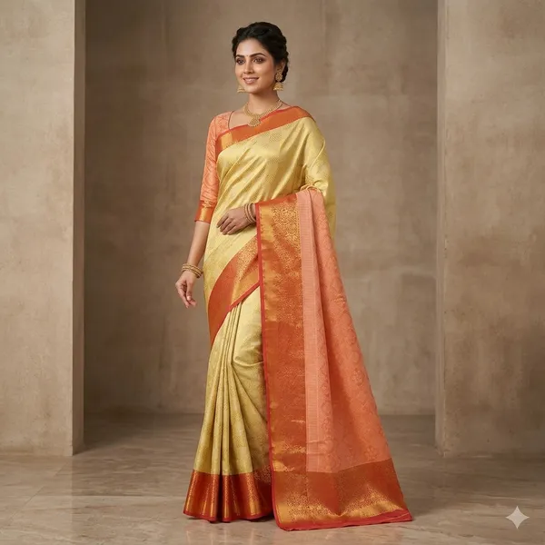 Gold_Maroon_Kanjivaram_Tissue_Silk_Zari_Woven_Saree_For_Women