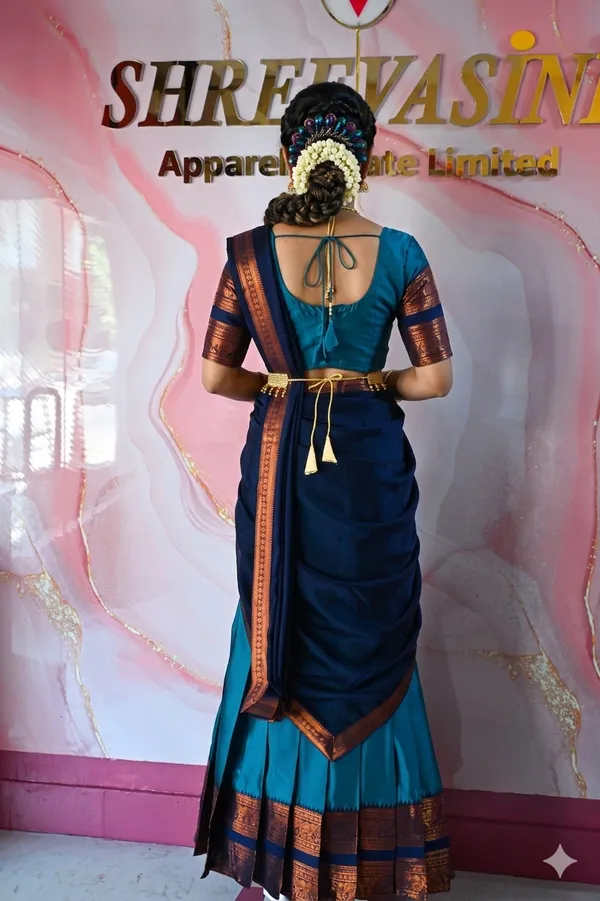 Teal_Maroon_Lichi_Silk_Zari_Border_Lehenga_Choli_For_Girls