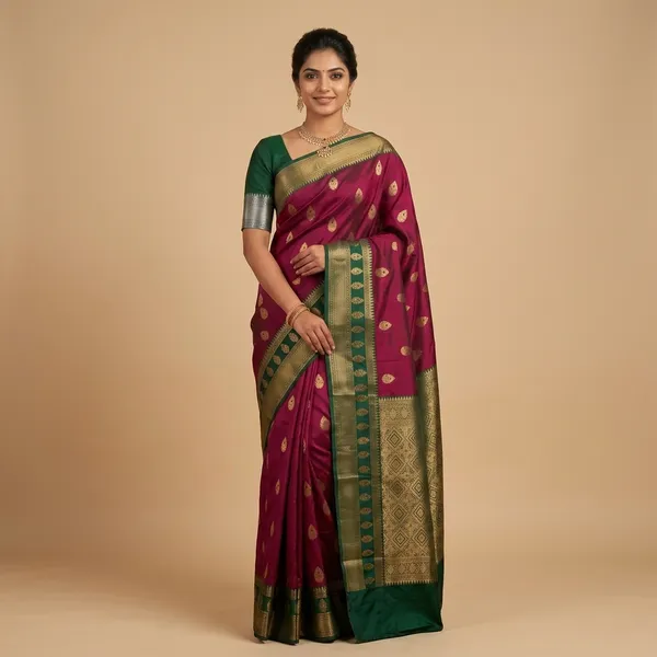 Green_Maroon_Kanjivaram_Silk_Zari_Woven_Saree_For_Women