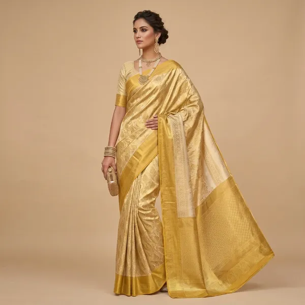 Gold_Maroon_Kanjivaram_Tissue_Silk_Floral_Woven_Saree_For_Women