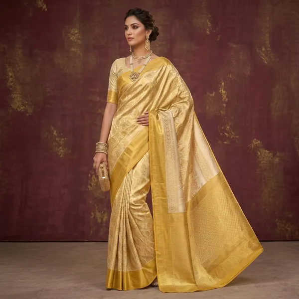 Gold_Maroon_Kanjivaram_Tissue_Silk_Floral_Woven_Saree_For_Women