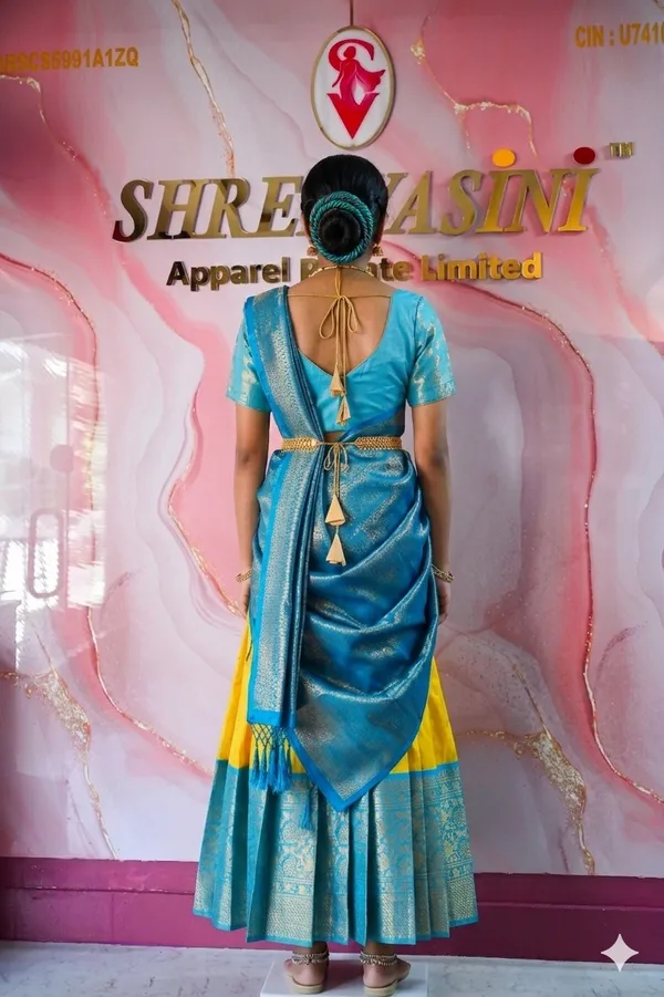 Sky_Blue_Yellow_Lichi_Silk_Brocade_Lehenga_Choli_For_Girls_(Semistiched,_Size:_Upto_42)