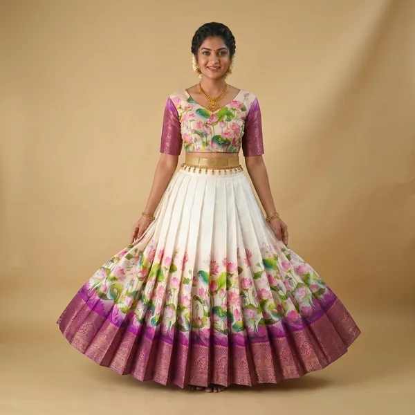 Purple_White_Dola_Silk_Printed_Lehenga_Choli_For_Girls