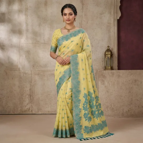 Beige_Cotton_Silk_Floral_Border_Saree_For_Women