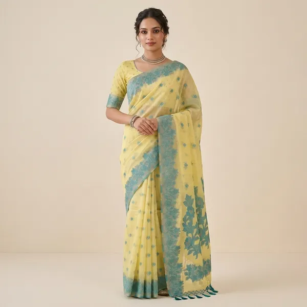 Beige_Cotton_Silk_Floral_Border_Saree_For_Women