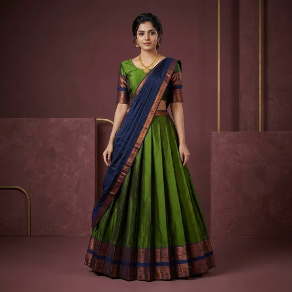 Green_Off_White_Lichi_Silk_Brocade_Lehenga_Choli_For_Girls
