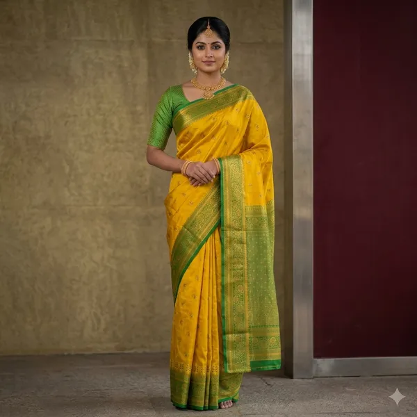 Green_Yellow_Kanjivaram_Silk_Zari_Woven_Saree_For_Women