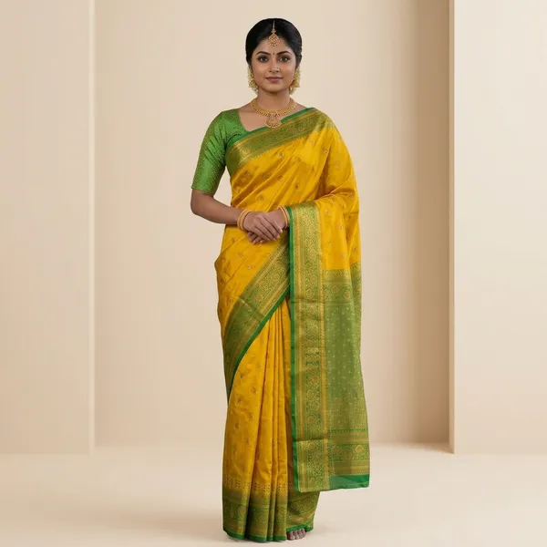 Green_Yellow_Kanjivaram_Silk_Zari_Woven_Saree_For_Women