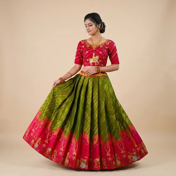 Red_Lichi_Silk_Zari_Motif_Lehenga_Choli_For_Girls