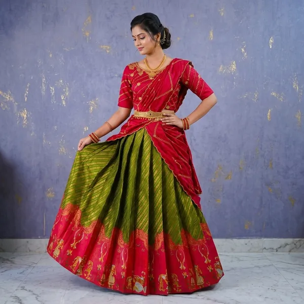 Red_Lichi_Silk_Zari_Motif_Lehenga_Choli_For_Girls