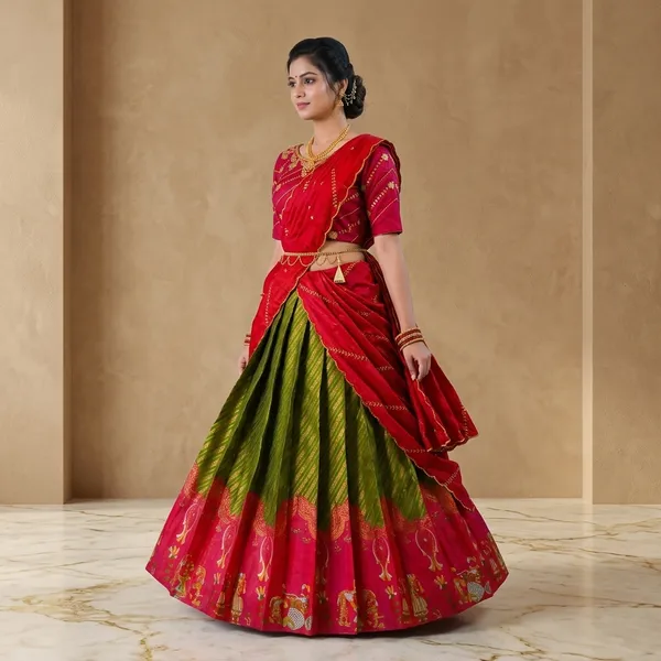 Red_Lichi_Silk_Zari_Motif_Lehenga_Choli_For_Girls