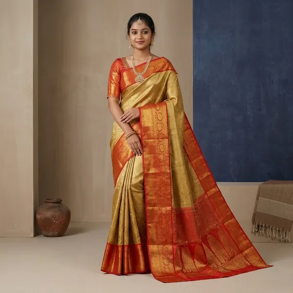 Gold_Maroon_Banarasi_Tissue_Silk_Zari_Woven_Saree_For_Women