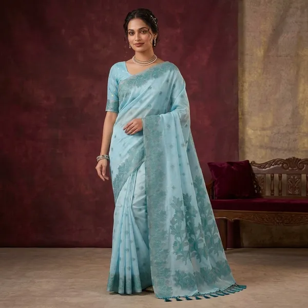 Blue_Cotton_Silk_Floral_Print_Saree_For_Women