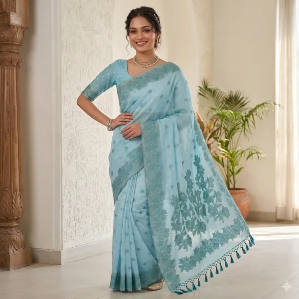 Blue_Cotton_Silk_Floral_Print_Saree_For_Women